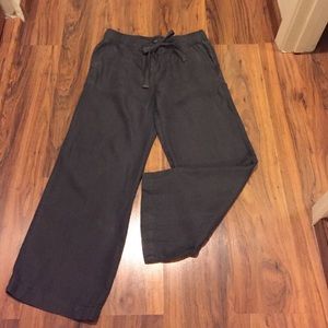 Loft 100% linen pants in charcoal; M; EUC