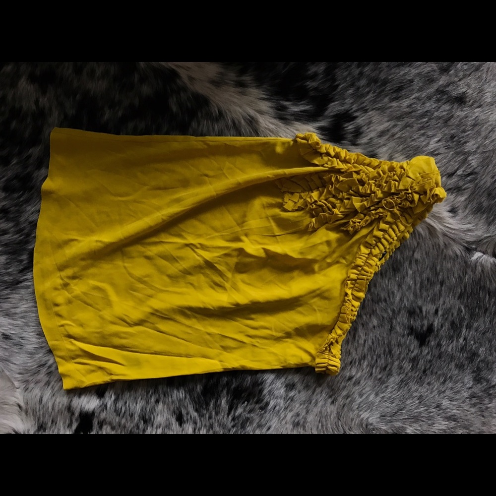 Robert Rodriguez yellow silk one-shoulder top