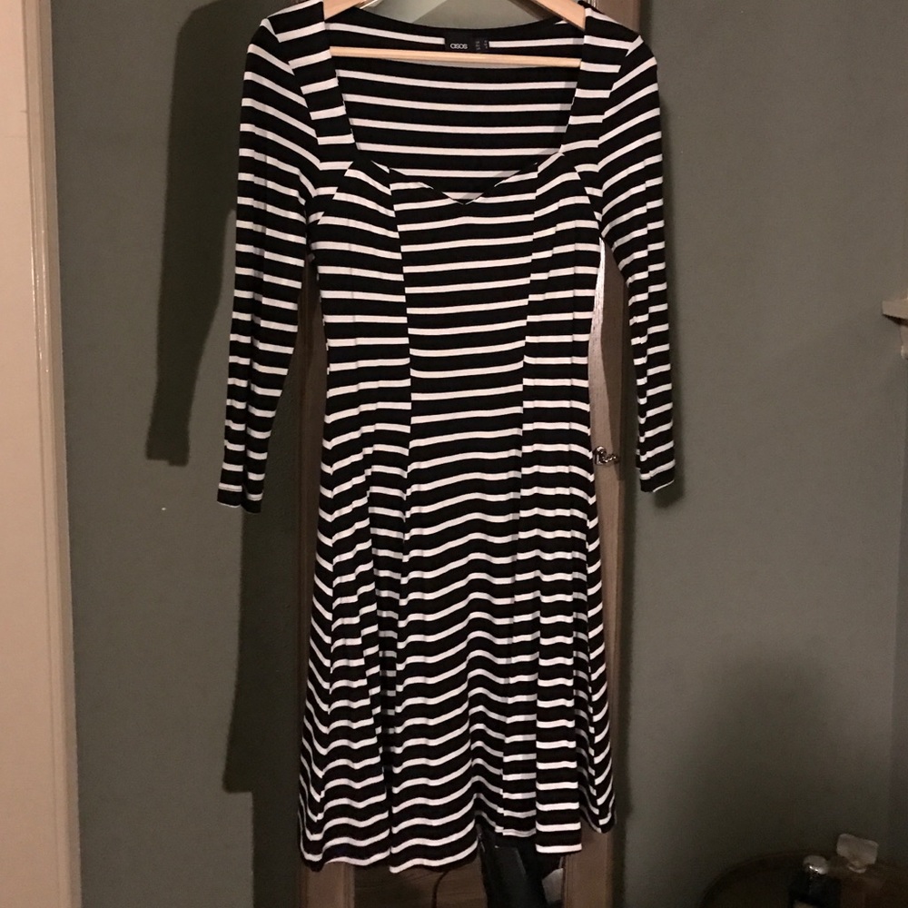 ASOS sweetheart neck striped skater dress