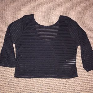 Black sheer/striped crop top