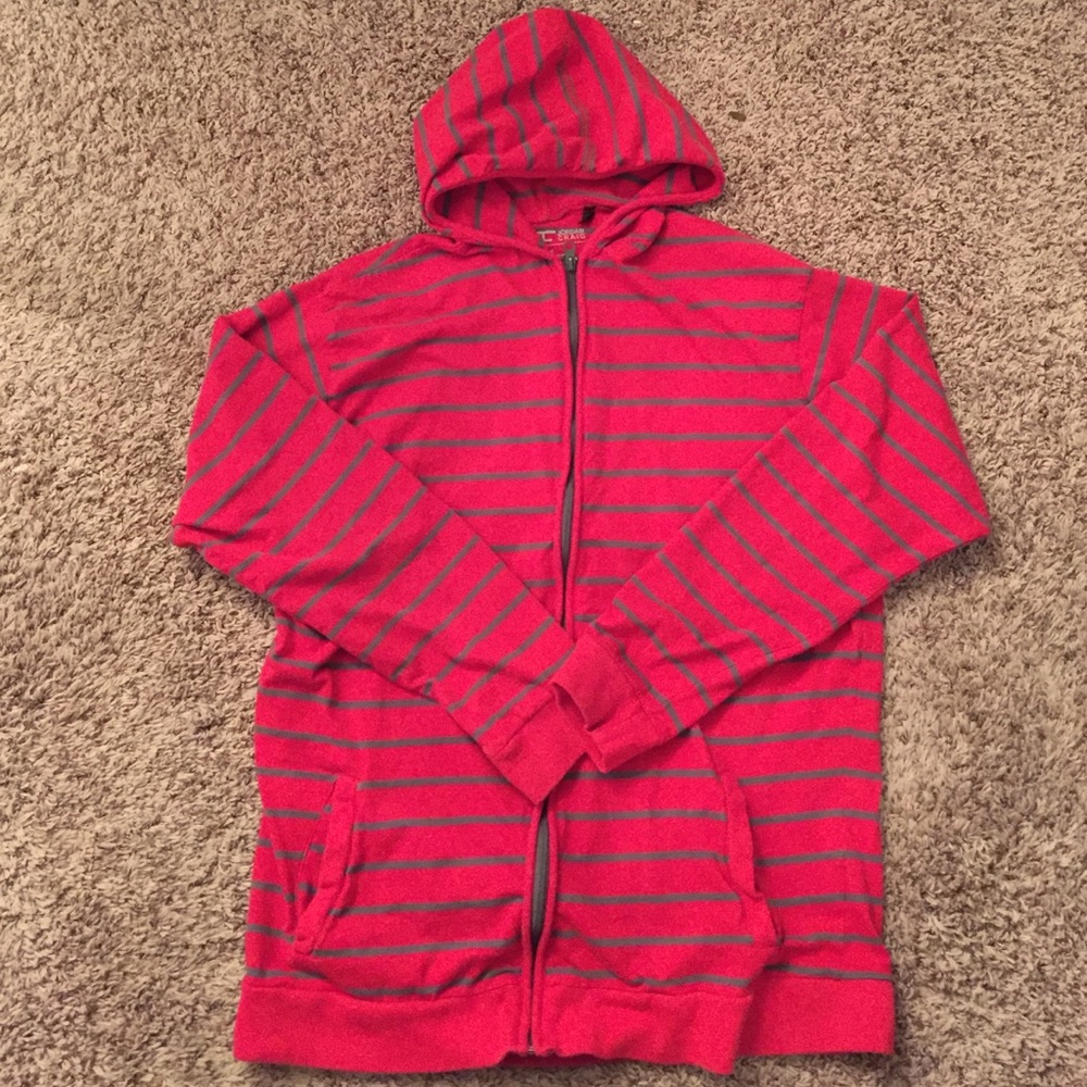 Red & Gray striped hoodie!!