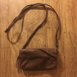 Brown faux leather satchel