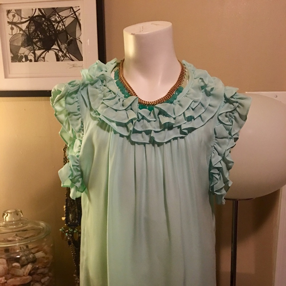 Anthropologie Charlie & Robin Aqua Silk Blouse