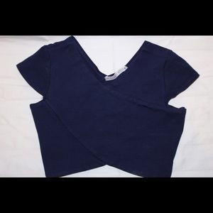 Crisscross navy blue crop top