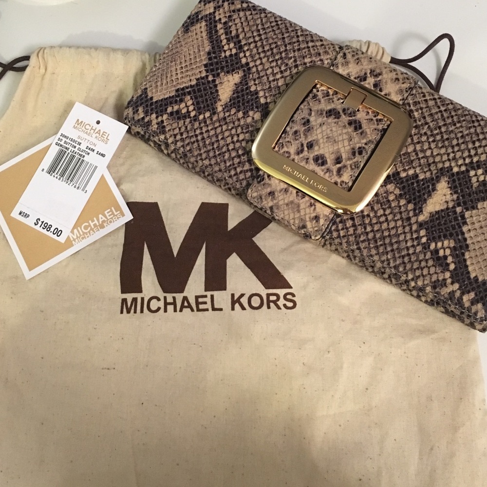NEW! Michael Kors Leather Snakeskin Clutch