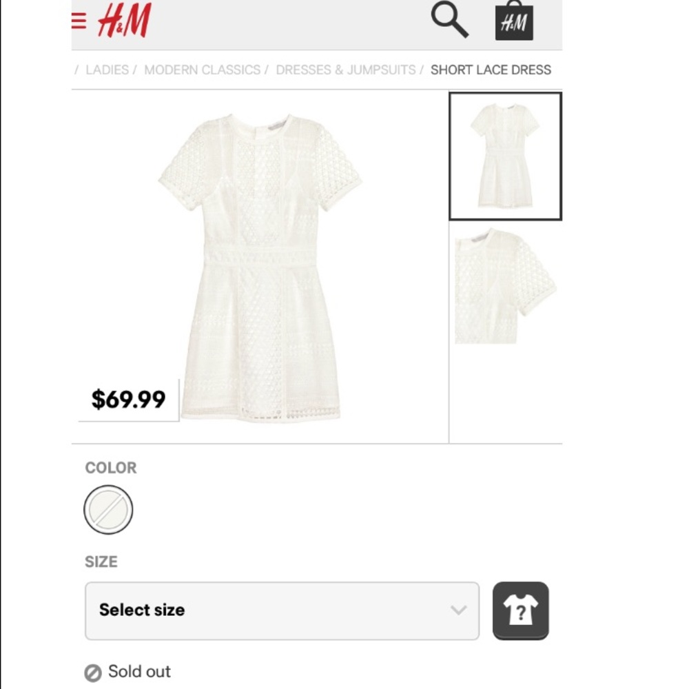 SOLD OUT H&M White 'Lace' Dress