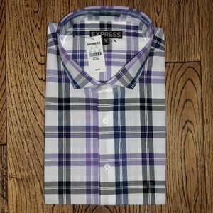 express modern fit plaid dress shirt