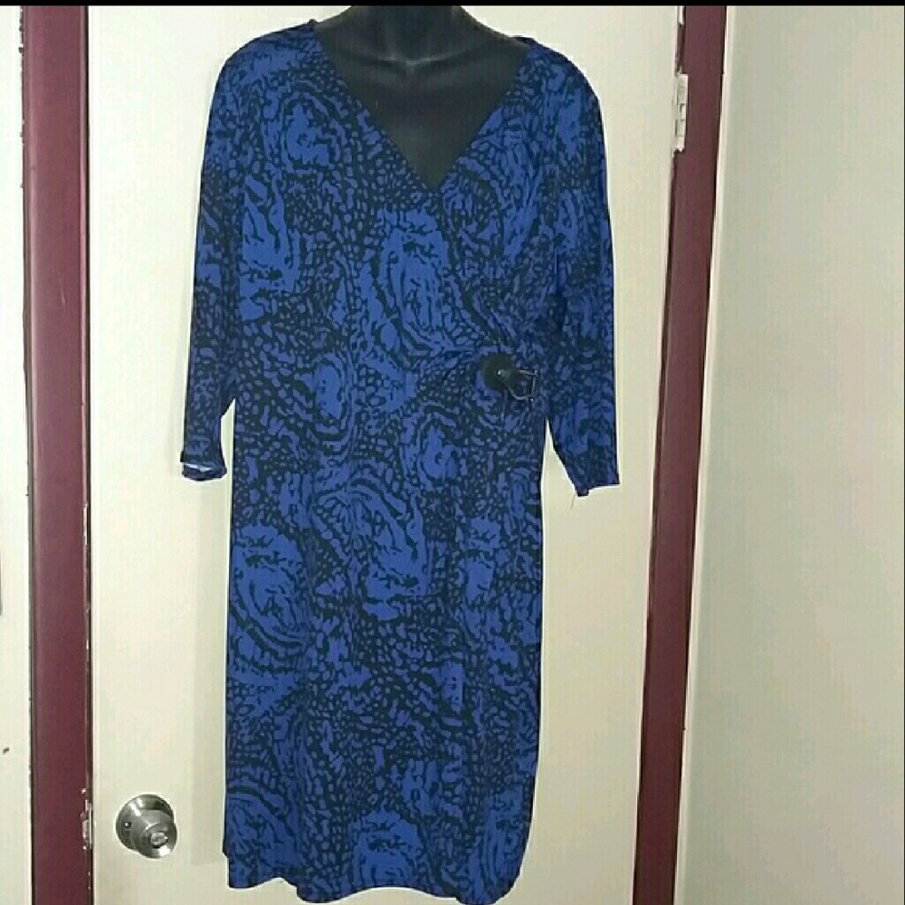 Blue and Black wrap dress