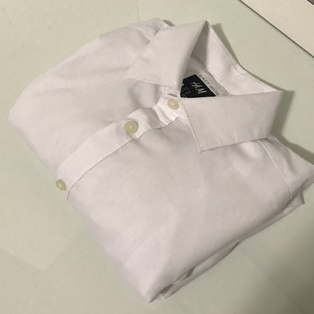 H&M Mens White Button Down Dress Shirt