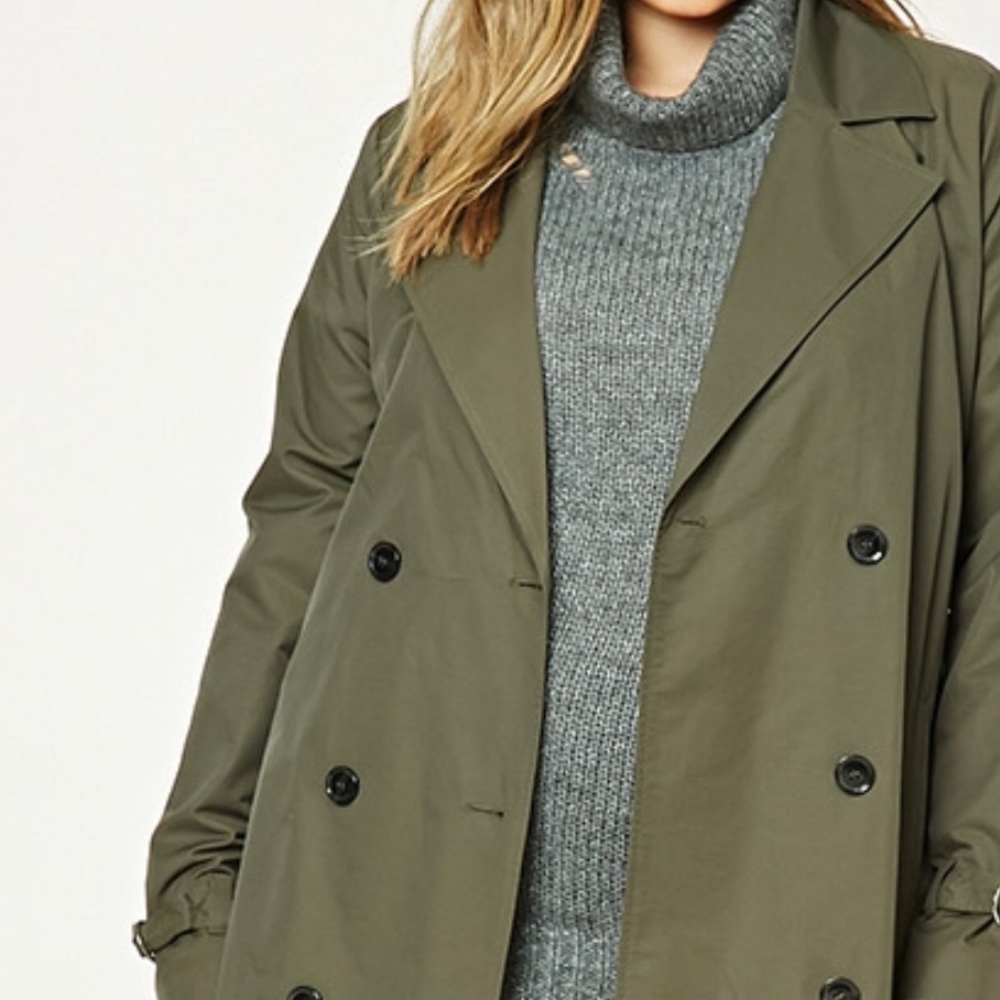Mid-calf Olive Trench coat