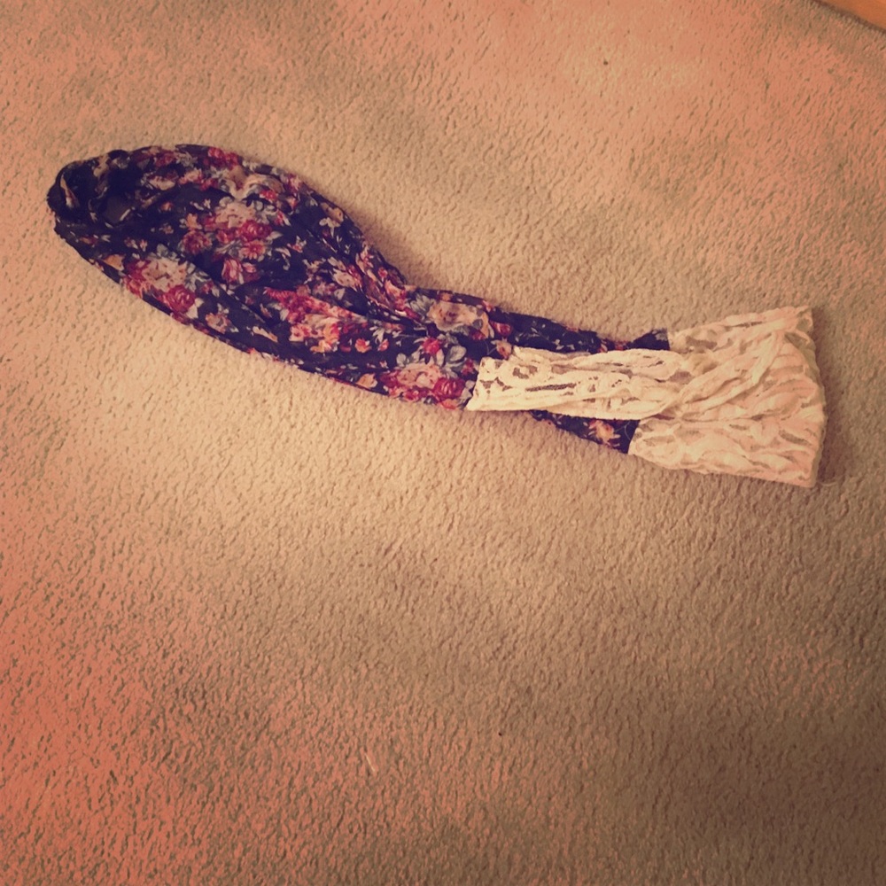 Lace and Floral infinity scarf
