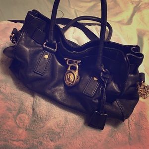 Black Hamilton Leather Satchel Handbag