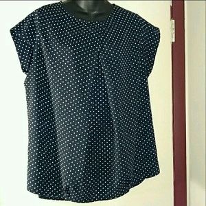 Asos Navy Blue White polkadot blouse