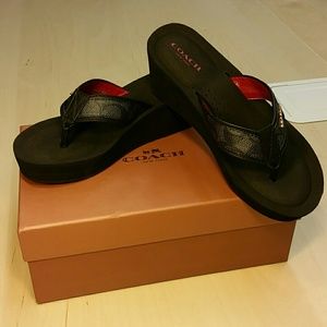 NWT Coach Jolene Signature Black-Denim Sandal 6M