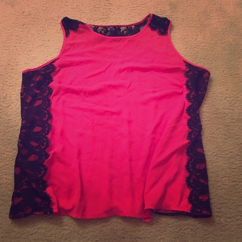 Pink and black lace shirt