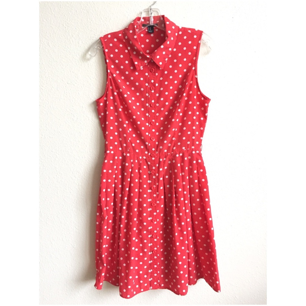 Forever 21 NWT ShirtDress Summer Orange Polka Dots