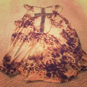 Animal print cross tank top