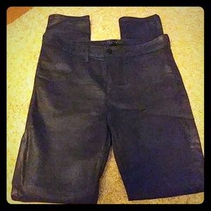 Black high waisted, skinny coated jeans
