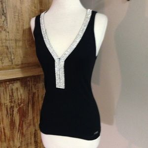 Rhinestone Trim on ABS Tank Top