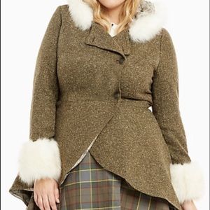 Torrid Outlander Claire Faux Fur Trim Riding Coat