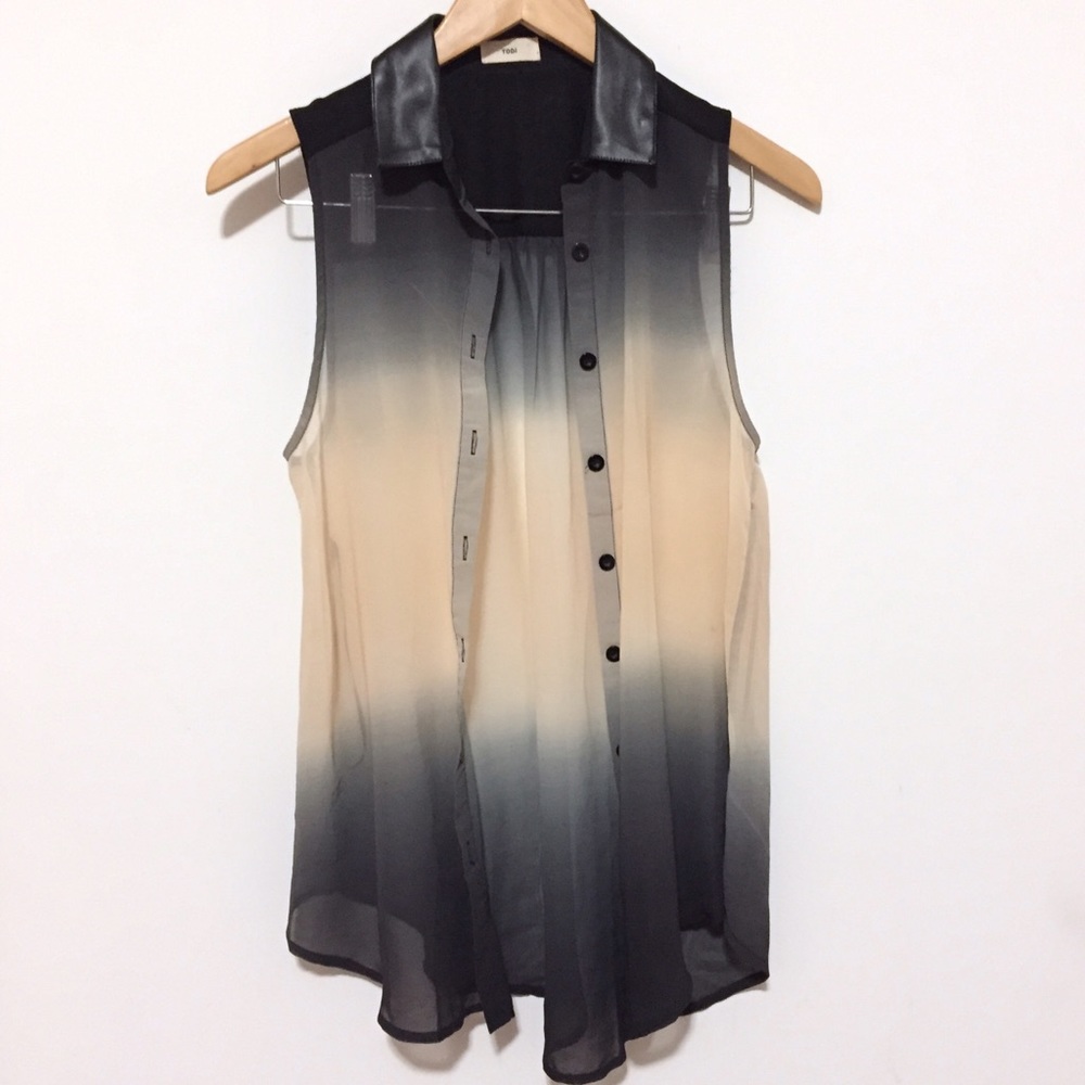 Ombre Tunic with leather collar