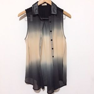 Ombre Tunic with leather collar