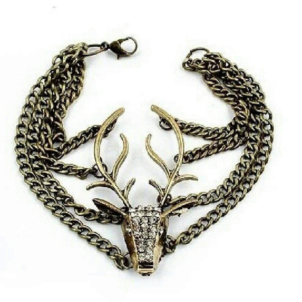 🐄Rhinestone embellished deer bracelet👢