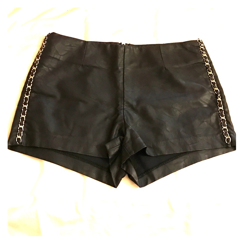 Black leather shorts