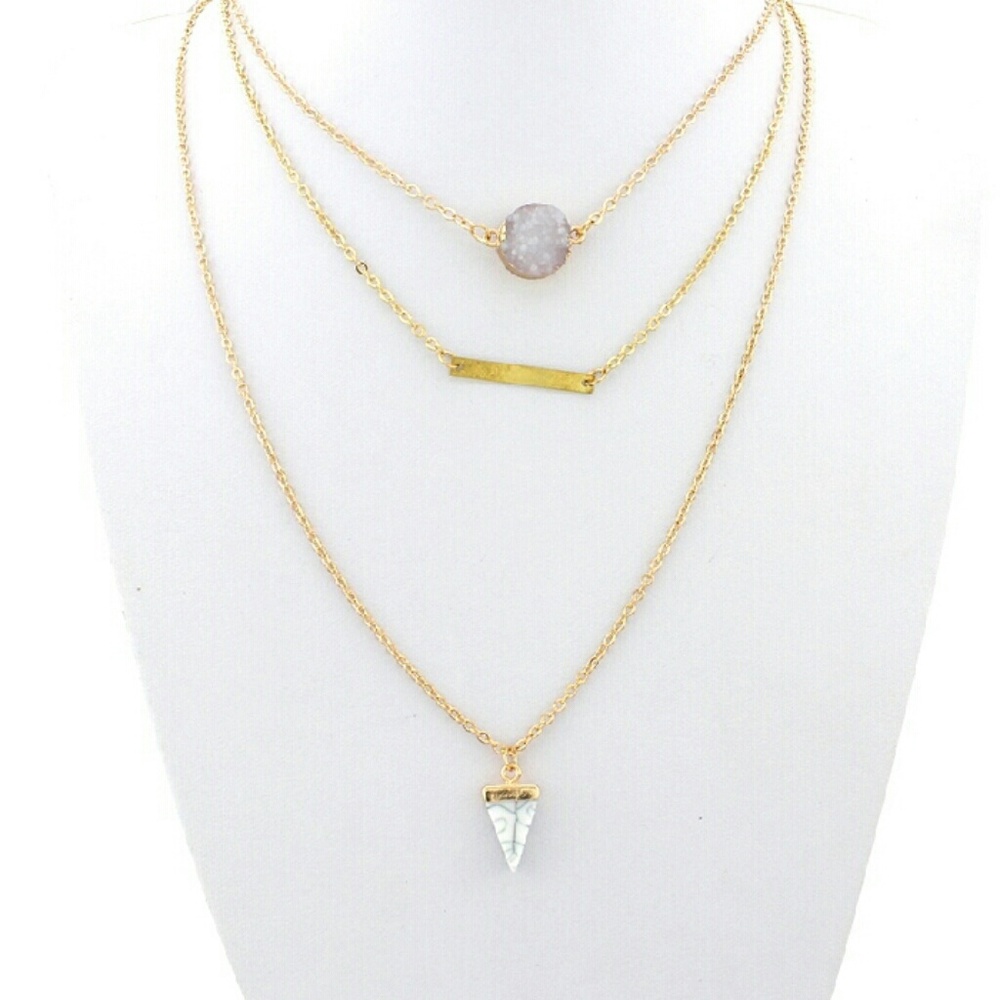 ❤Last one❤Multilayer marble & druzy necklace