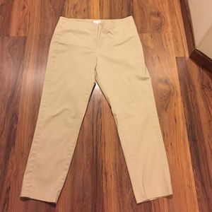 J.Jill size 10 khaki flat front cropped pants