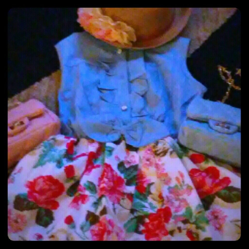 🎀🎀🎀NEW..Jean Flower Dress🎀🎀🎀