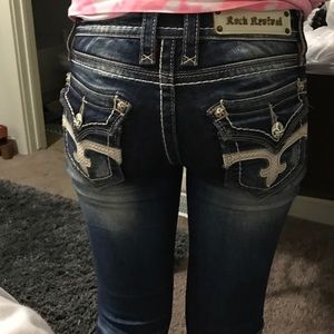 A dark wash pair of rock revivals