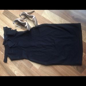 NWT Black Fitted Knee Length Dress with Bow