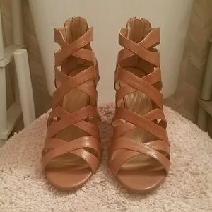 Nine West Cronin Peep-Toe Wedge Sandal - Size 10M