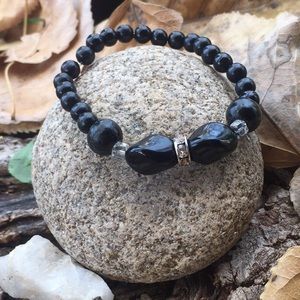 Custom made black and crystal bracelet