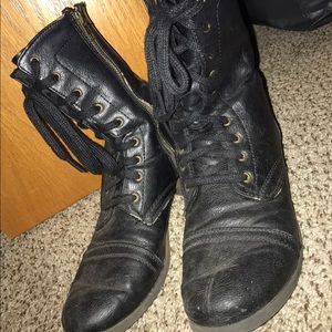 Black lace up combat boots