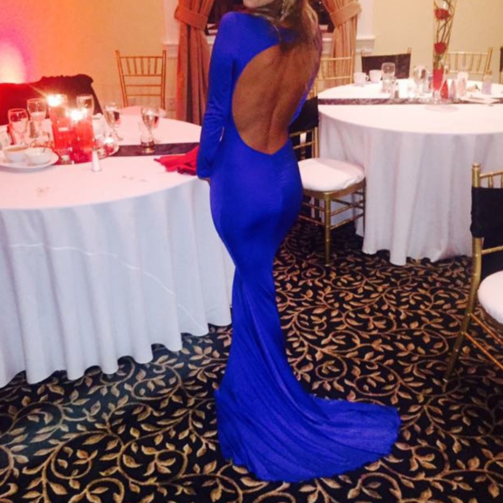 Blue backless dress