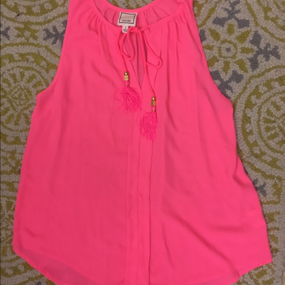 Flowy Neon Pink Tank Top Size L