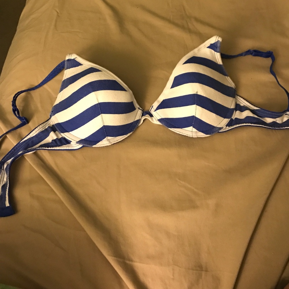Blue and white stripped bra