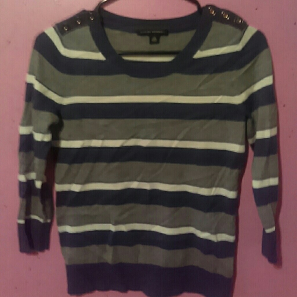 Banana Republic blue gray white striped shirt XS
