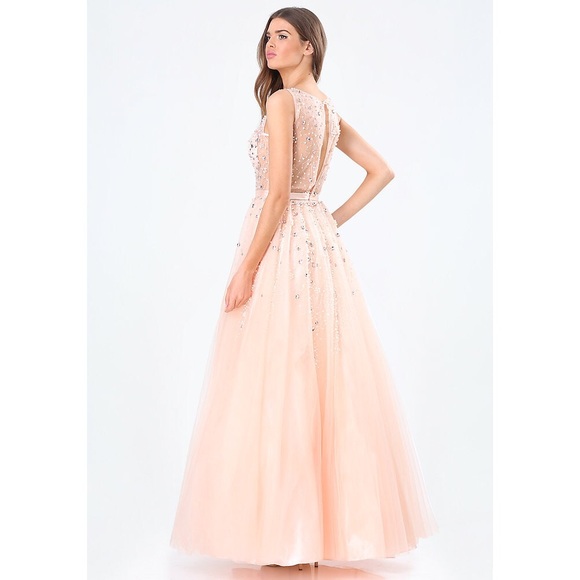 EMBELLISHED DEEP V GOWN DRESS - Picture 2 of 8