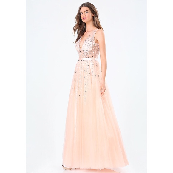 EMBELLISHED DEEP V GOWN DRESS - Picture 3 of 8