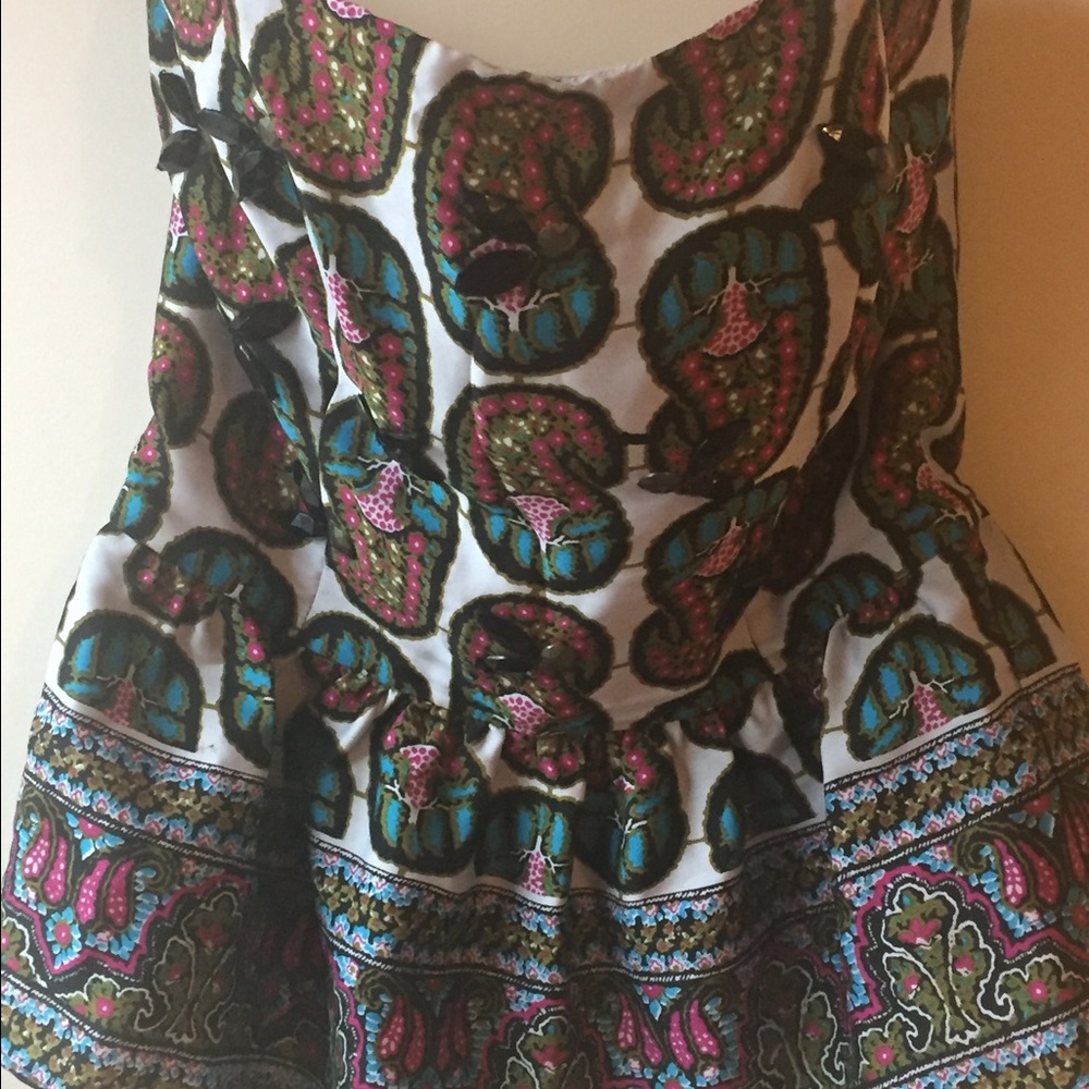 Rachel Roy multi-colored peplum strapless top
