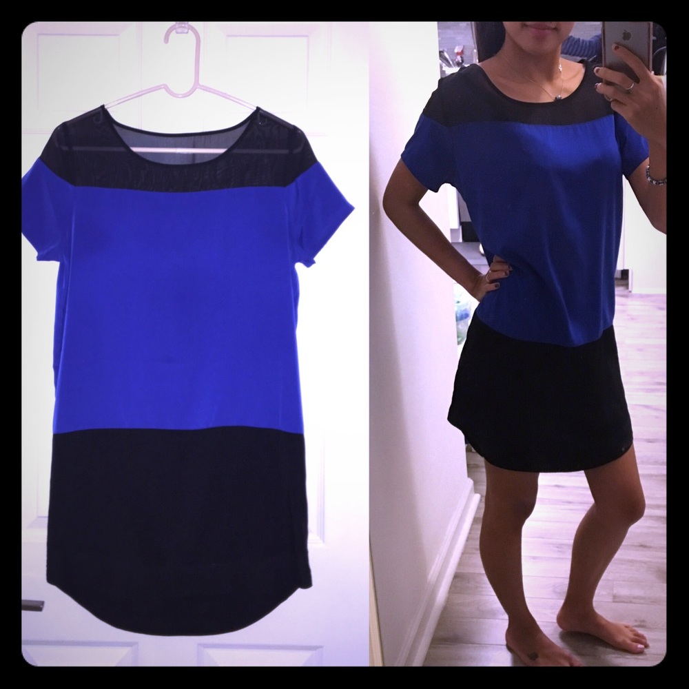 Express blue and black silky dress