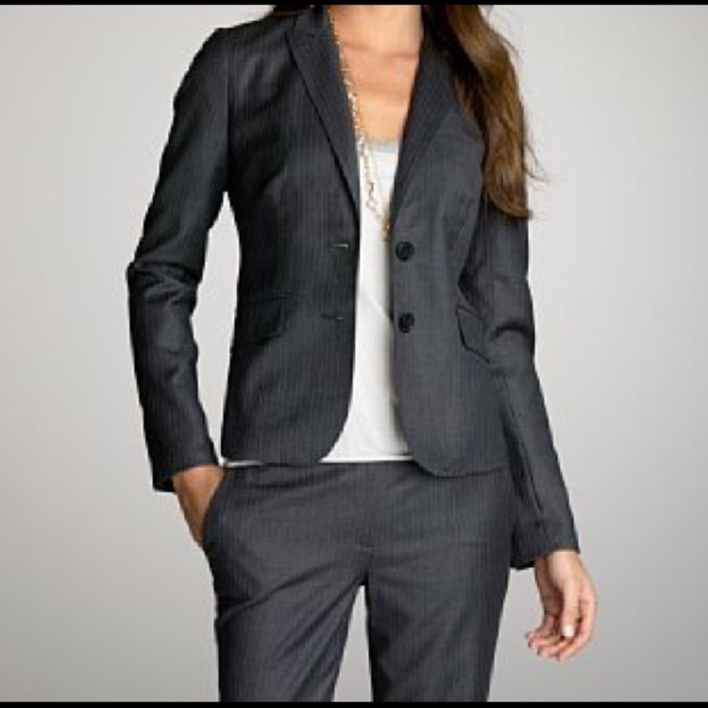 Gray pinstripe Ann Taylor suit