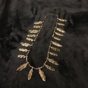 House of Harlow Gunmetal Feather Necklace