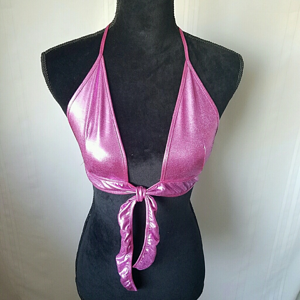 Retro Vintage Metallic Purple Halter Bra