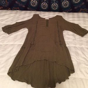 Cold shoulder army green top
