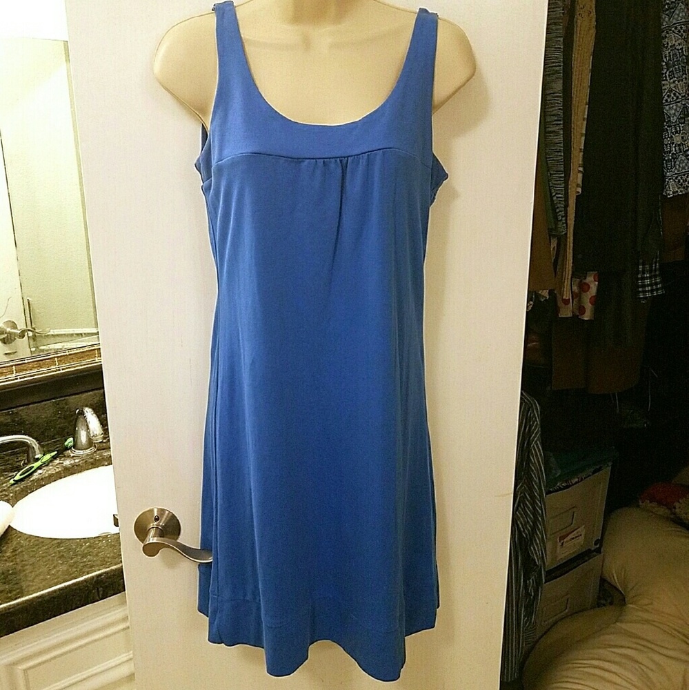 New York & Company Blue Solid Dress