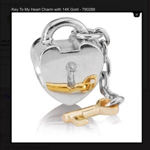 ❤️Pandora key to my heart charm with 14K gold